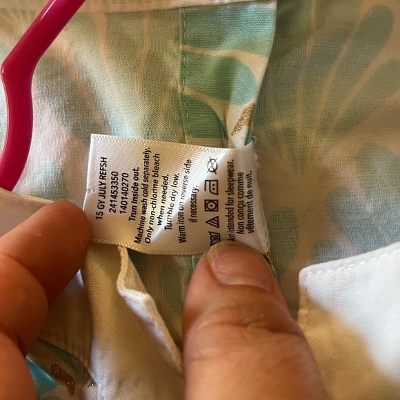 Gymboree Girls Teal Sea Shell Gold Glitter Accents Unlined Dress White Trim Sz 5 - Picture 6 of 6